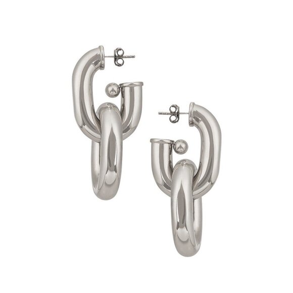 RABANNE XL Link Hoop Earrings Silver - Picture 3 of 6